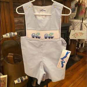 NWT SILLY GOOSE TODDLER BOYS Smocked Jon Jon size 2